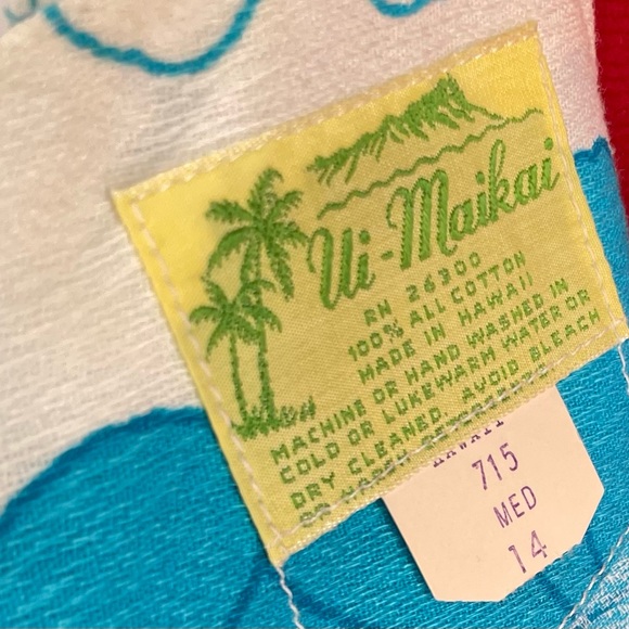 Stunning 1960s Blue & White Hawaiian Floral Flared Sleeve Maxi Sundress - Picture 11 of 16